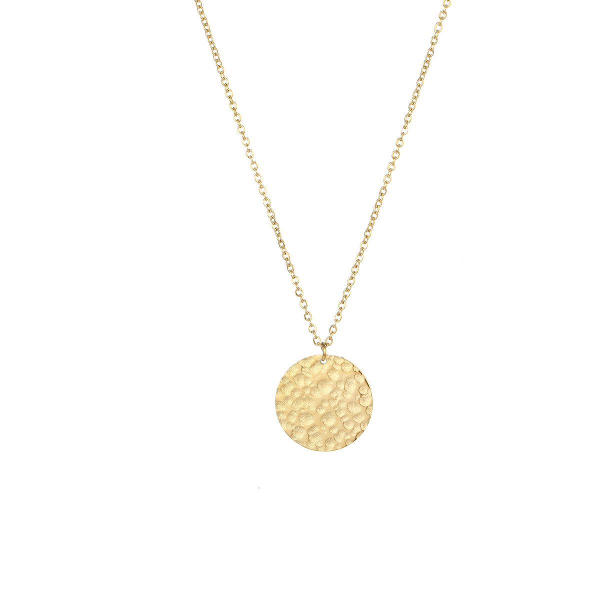 Sol Hammered Coin Necklace in gold tone featuring coin pendant