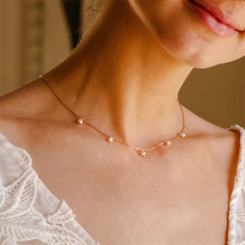 Iris Pearl Chain Necklace in gold tone, product image 7