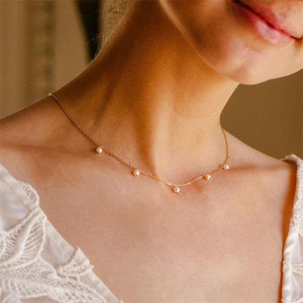 Iris Pearl Chain Necklace in gold tone, product image 7