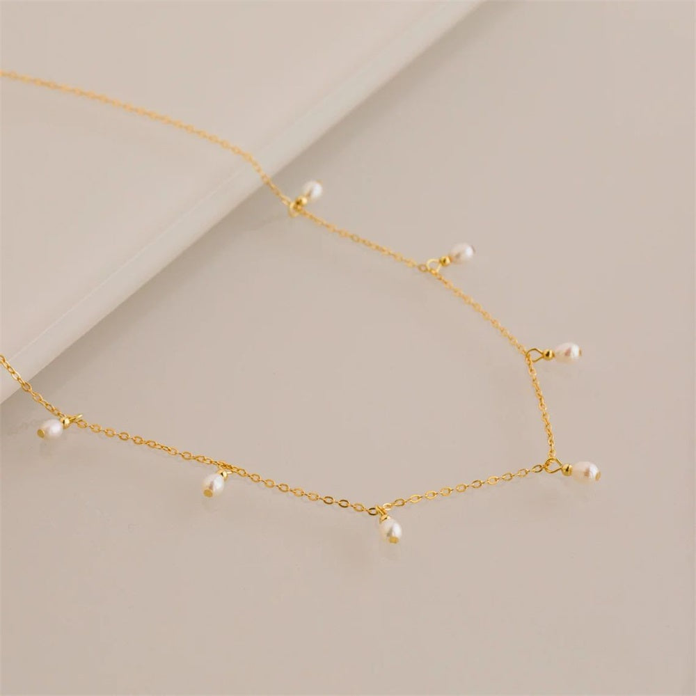 Iris Pearl Chain Necklace in gold tone, product image 2