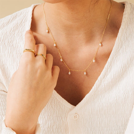 Iris Pearl Chain Necklace in gold tone, product image 6