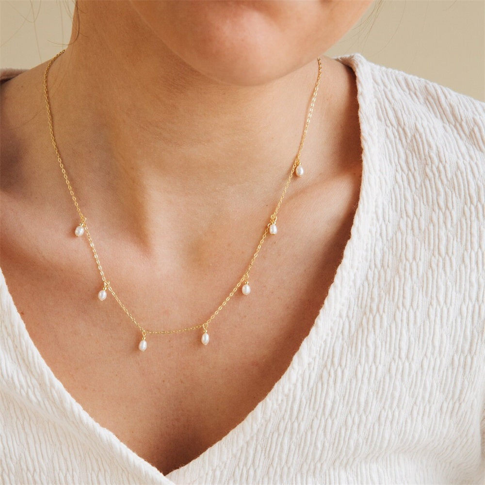 Iris Pearl Chain Necklace in gold tone, product image 5