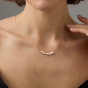 Mira Pearl Station Necklace in gold tone featuring pearl accent, product image 3