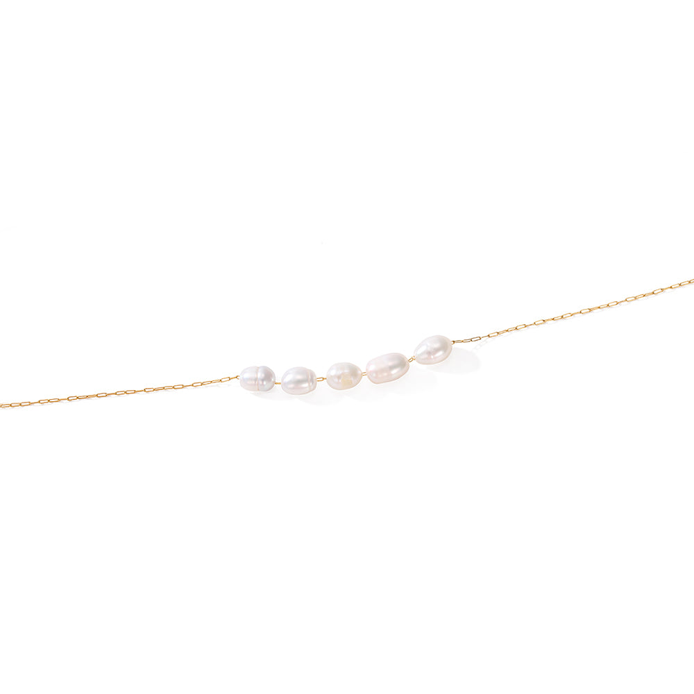 Mira Pearl Station Necklace in gold tone featuring pearl accent, product image 2