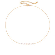 Mira Pearl Station Necklace in gold tone featuring pearl accent