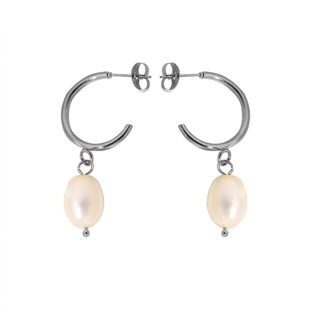 Elara Silver Pearl Drops in silver tone