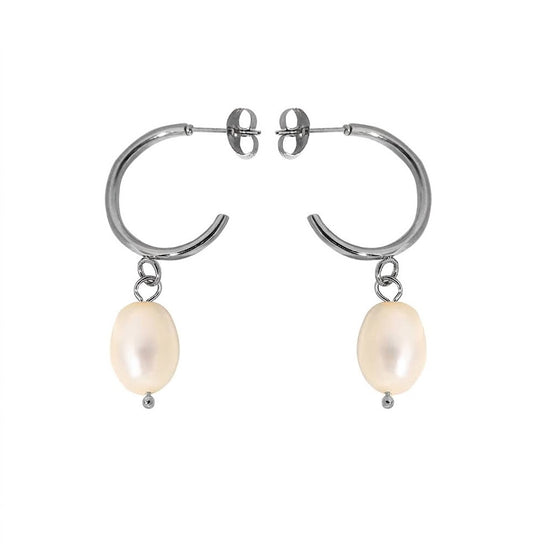 Elara Silver Pearl Drops in silver tone