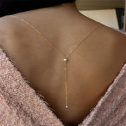 Luna Pearl Lariat in gold tone, product image 7