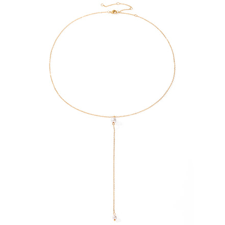 Luna Pearl Lariat in gold tone, product image 4