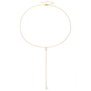 Luna Pearl Lariat in gold tone
