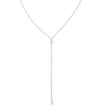 Luna Pearl Lariat in gold tone, product image 2