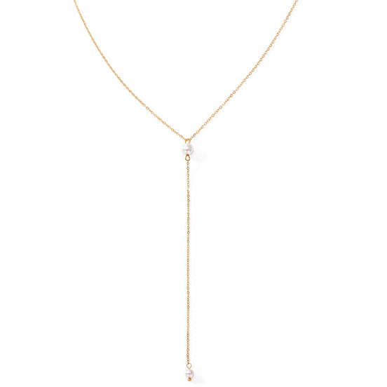 Luna Pearl Lariat in gold tone, product image 2