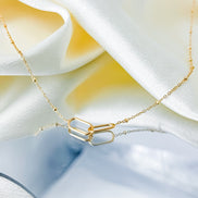 Amity Double-Link Necklace in gold tone featuring interlocking links, product image 12