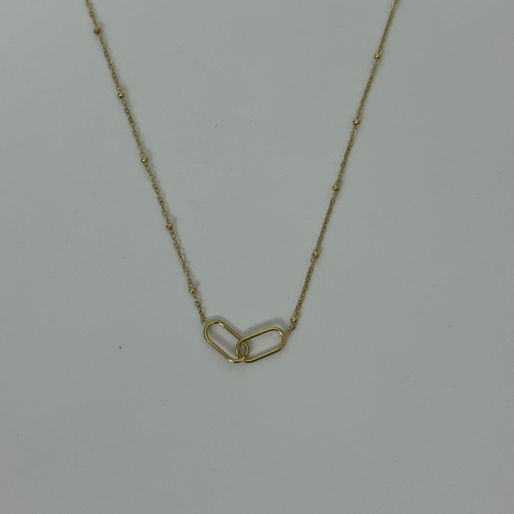 Amity Double-Link Necklace in gold tone featuring interlocking links, product image 7