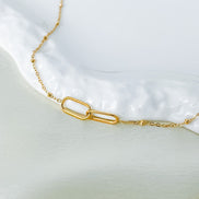 Amity Double-Link Necklace in gold tone featuring interlocking links, product image 8