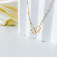 Amity Double-Link Necklace in gold tone featuring interlocking links, product image 10