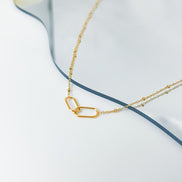 Amity Double-Link Necklace in gold tone featuring interlocking links, product image 11