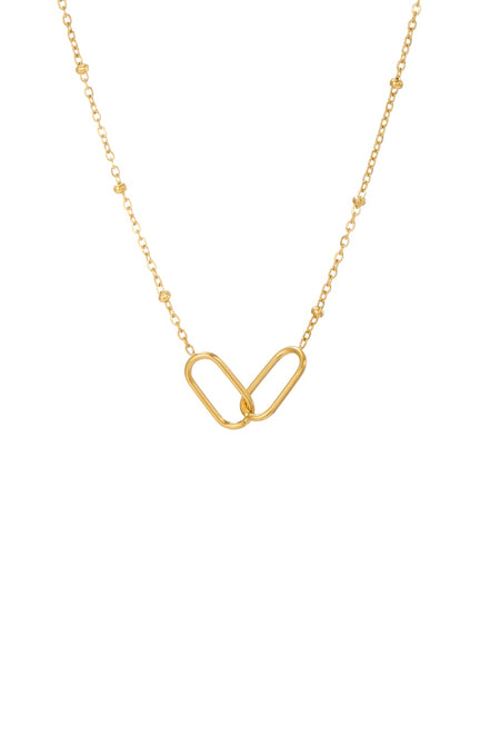 Amity Double-Link Necklace in gold tone featuring interlocking links
