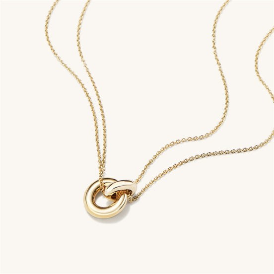 Mixed-Metal Interlocking Ring Necklace in gold tone featuring mixed metal, product image 2