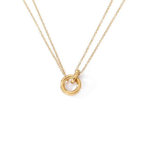 Mixed-Metal Interlocking Ring Necklace in gold tone featuring mixed metal