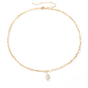 Solea Baroque Pearl Necklace in gold tone featuring link chain