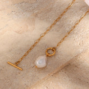 Pearl Toggle Link Necklace — Gold Tone in gold tone featuring pearl accent, product image 11