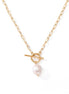 Pearl Toggle Link Necklace — Gold Tone in gold tone featuring pearl accent