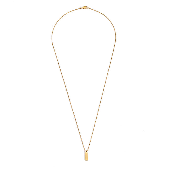 Soren Bar Pendant in gold tone featuring box chain