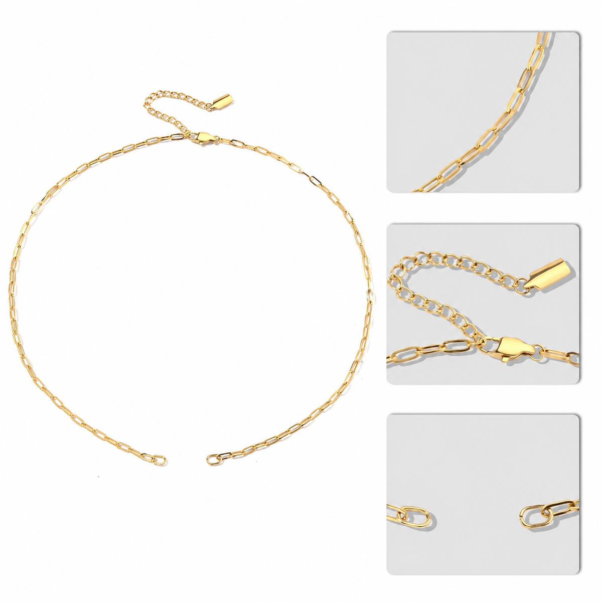 Arden Paperclip Necklace in gold tone featuring paperclip chain