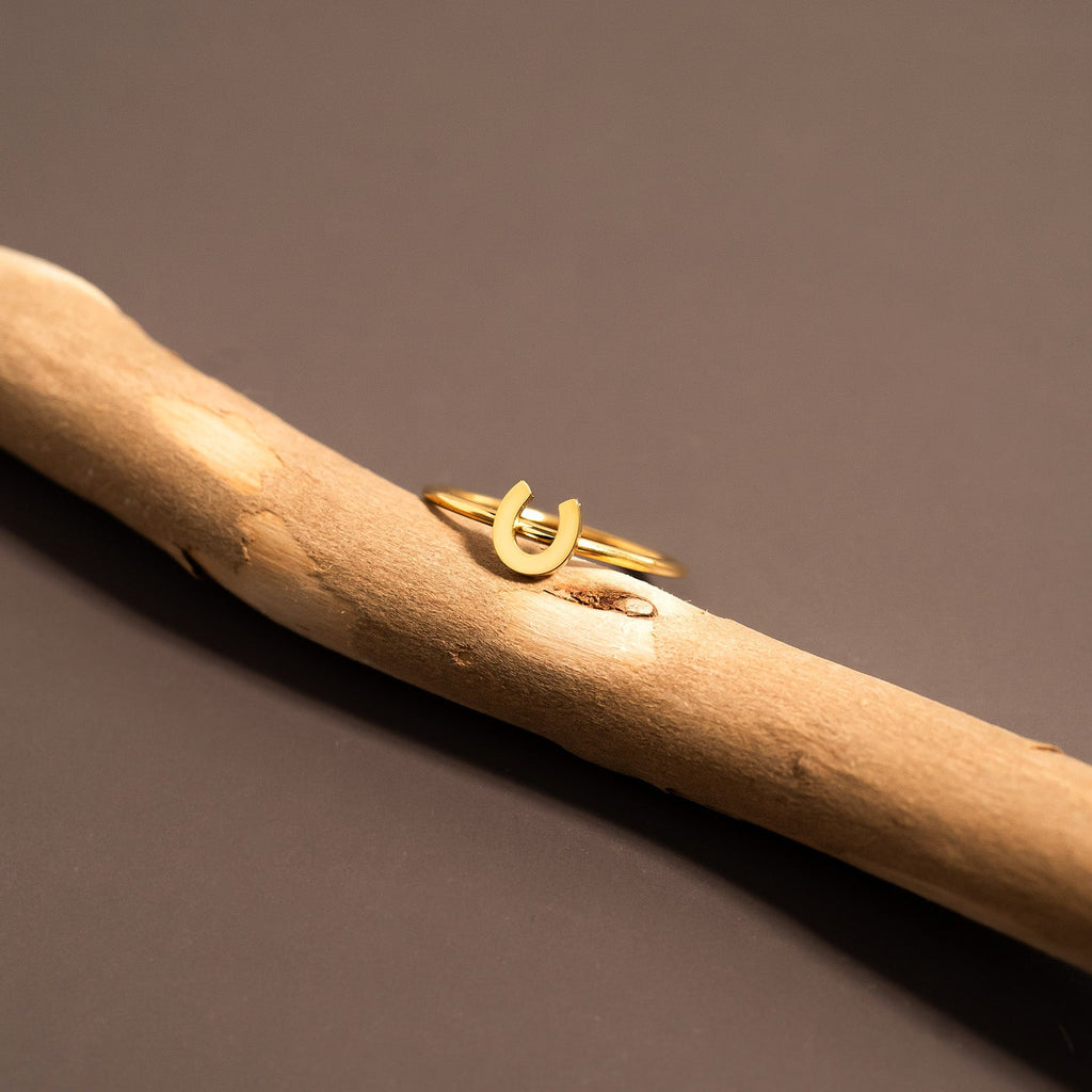 Gold Lucky horseshoe stacking ring