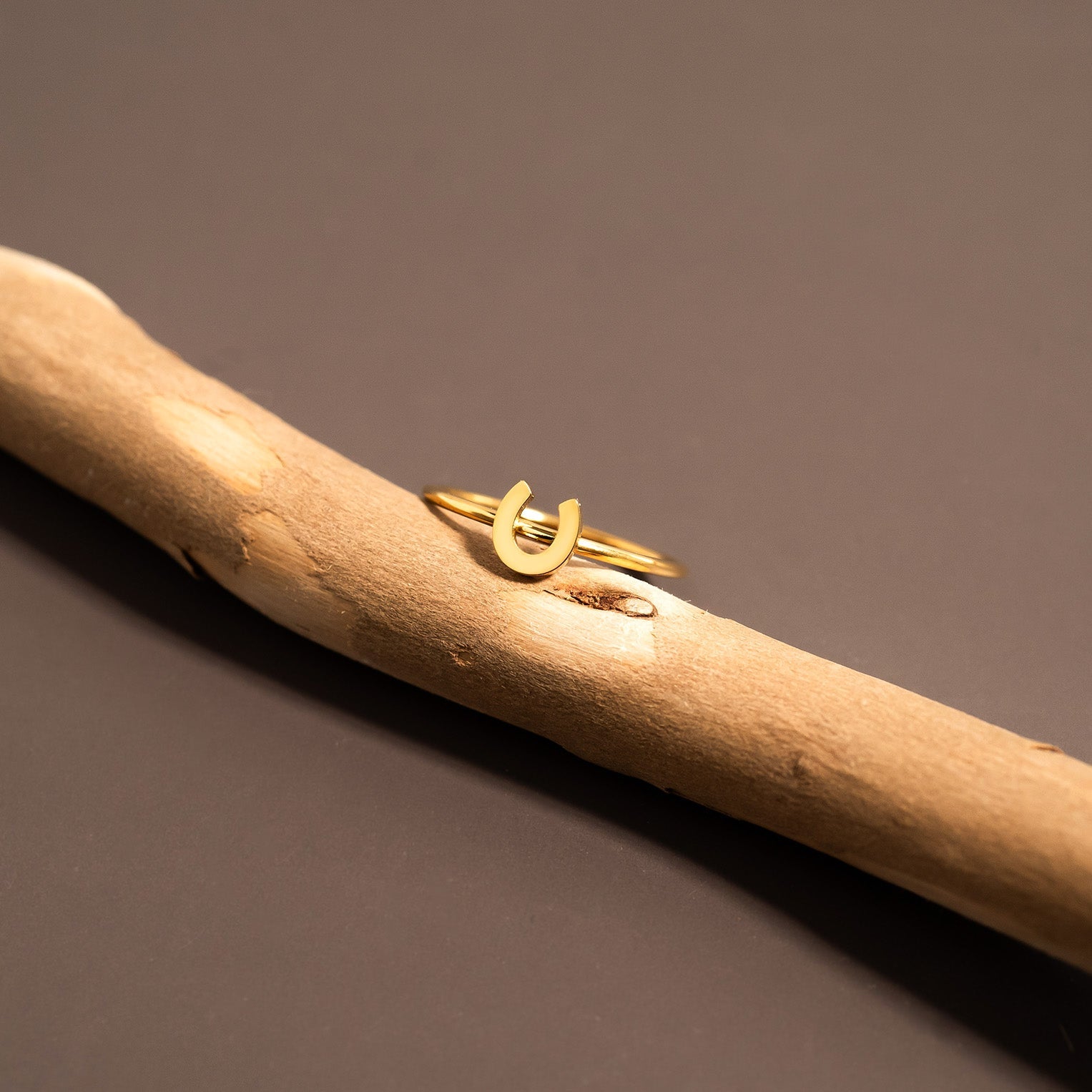 Gold Lucky horseshoe stacking ring