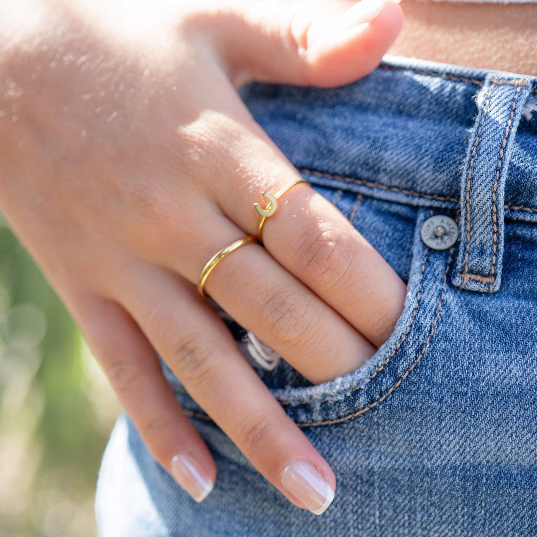 Gold Lucky horseshoe stacking ring