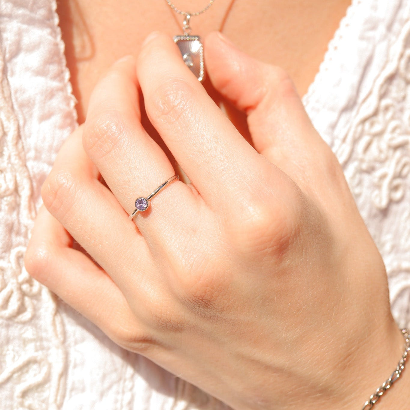 Stainless Steel Birthstone Stacking Ring