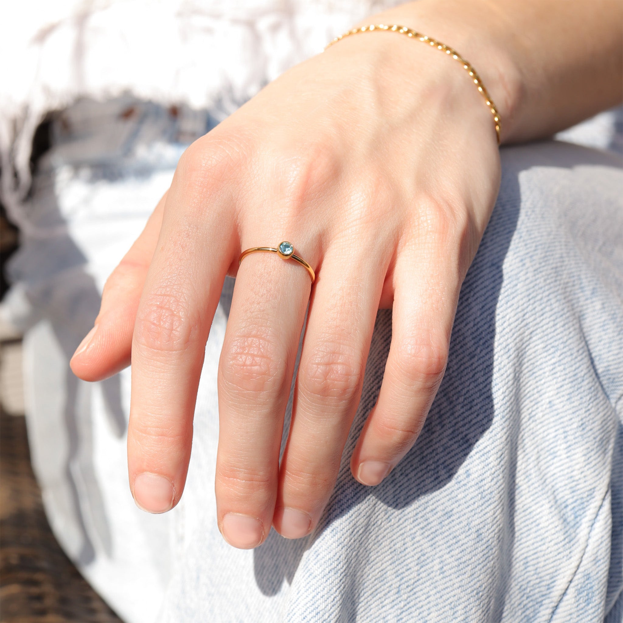 Gold Birthstone Stacking Ring