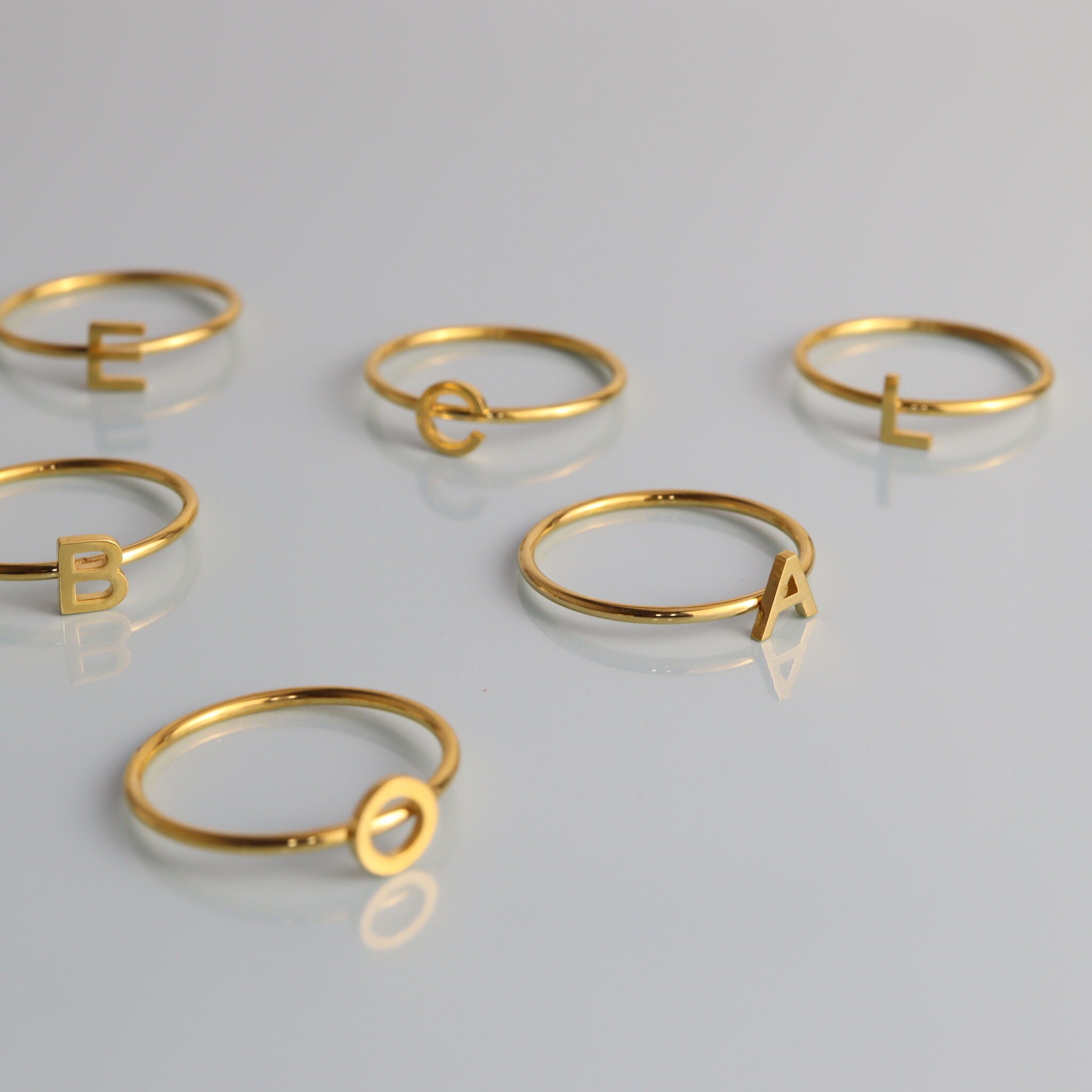 Gold Initial letter Stacking Ring (A-M)