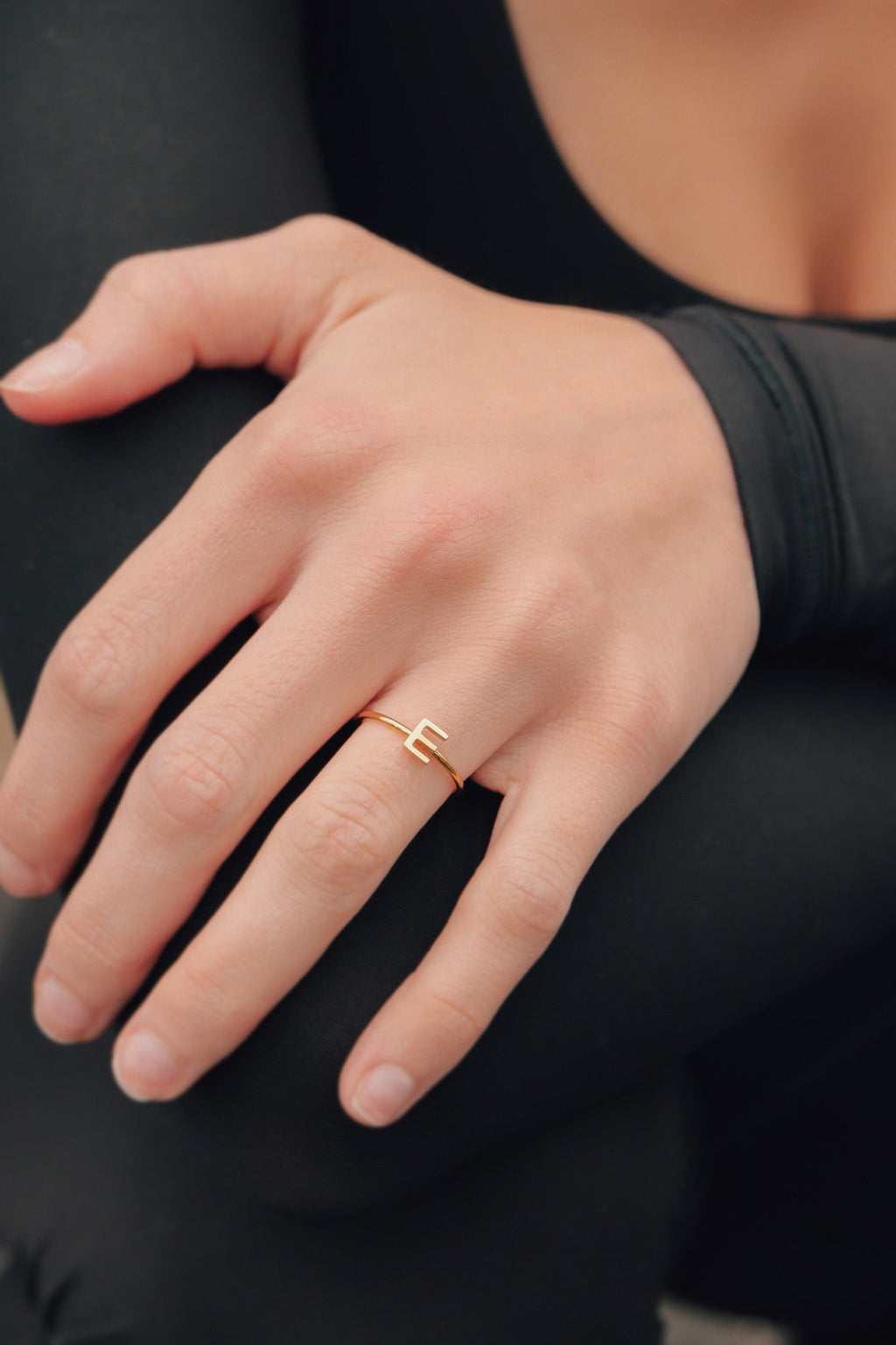 Gold Initial letter Stacking Ring (A-M)