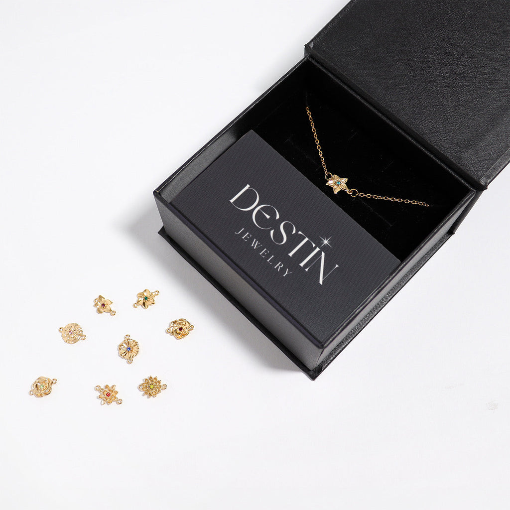 3D Birth Flower Charm Necklace Lifestyle