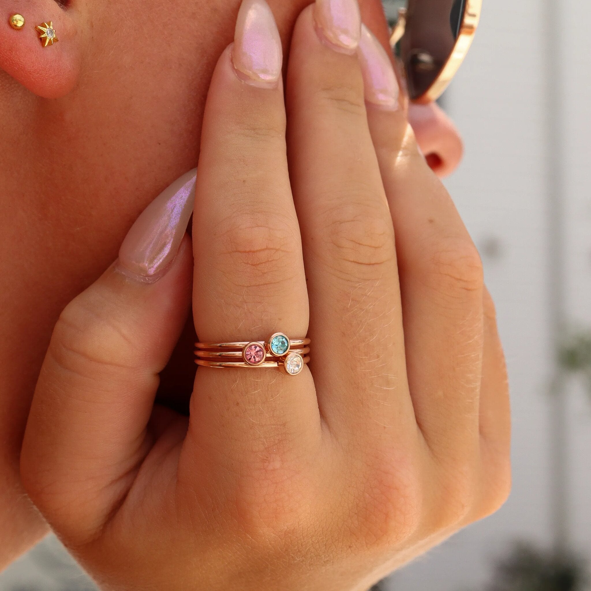 Gold Birthstone Stacking Ring