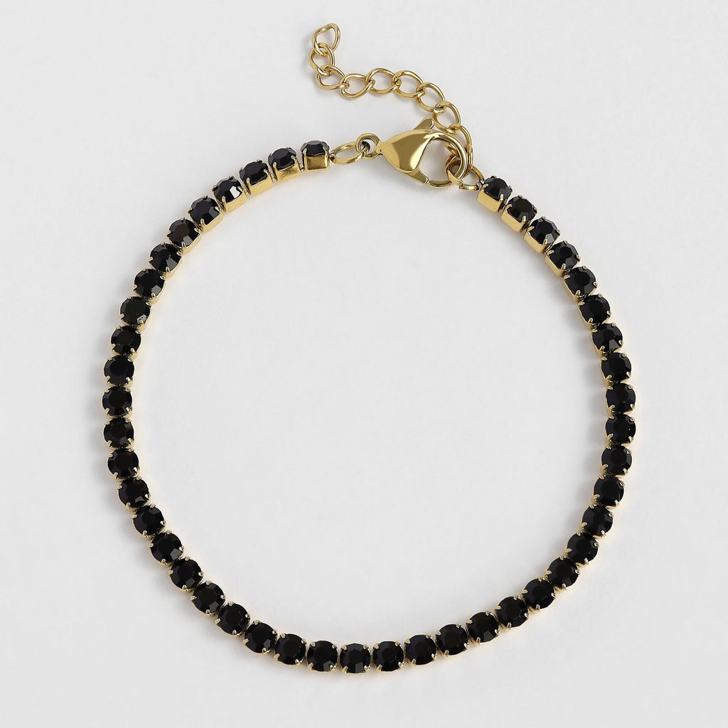 Jet black tennis chain bracelet