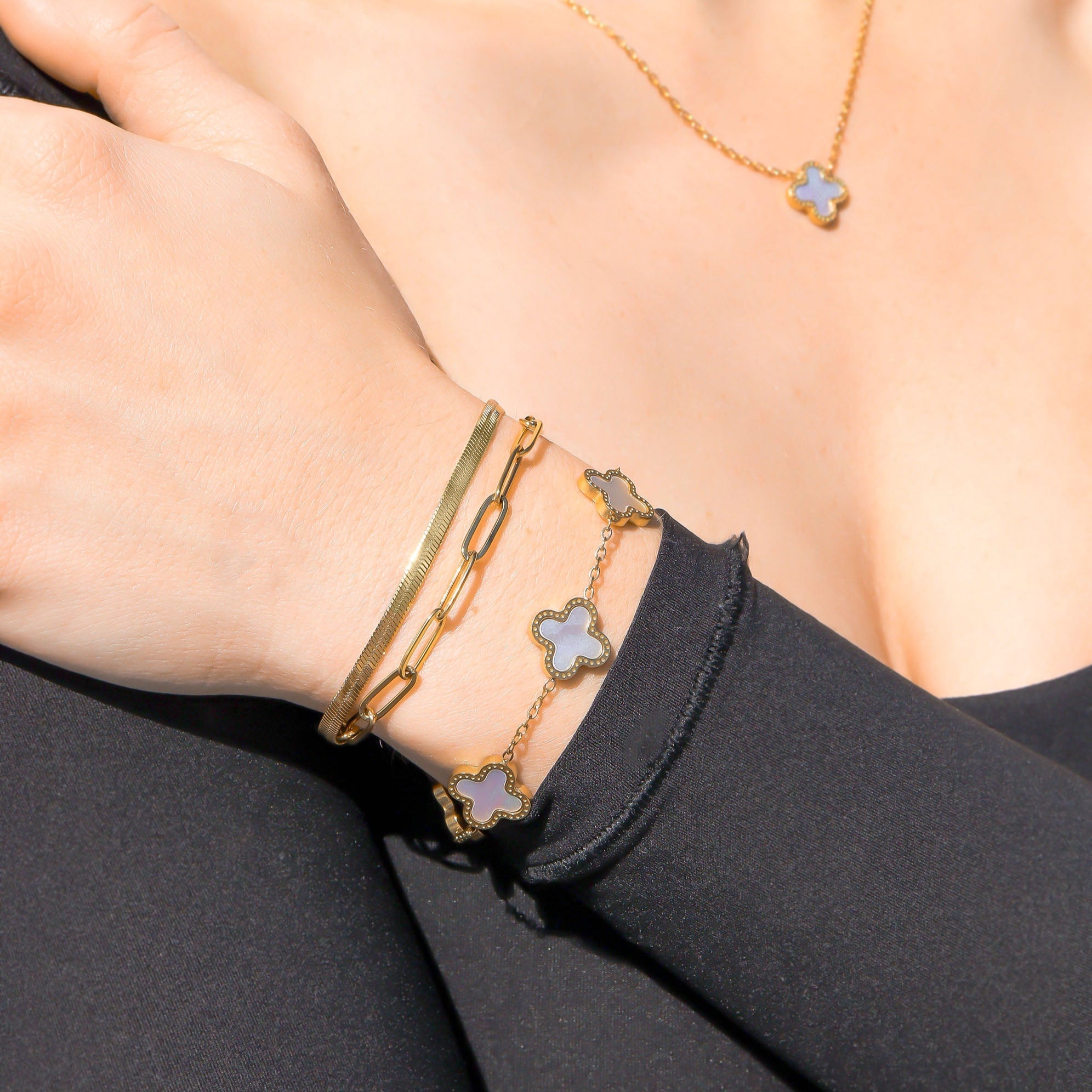 Gold Herringbone Chain Bracelet