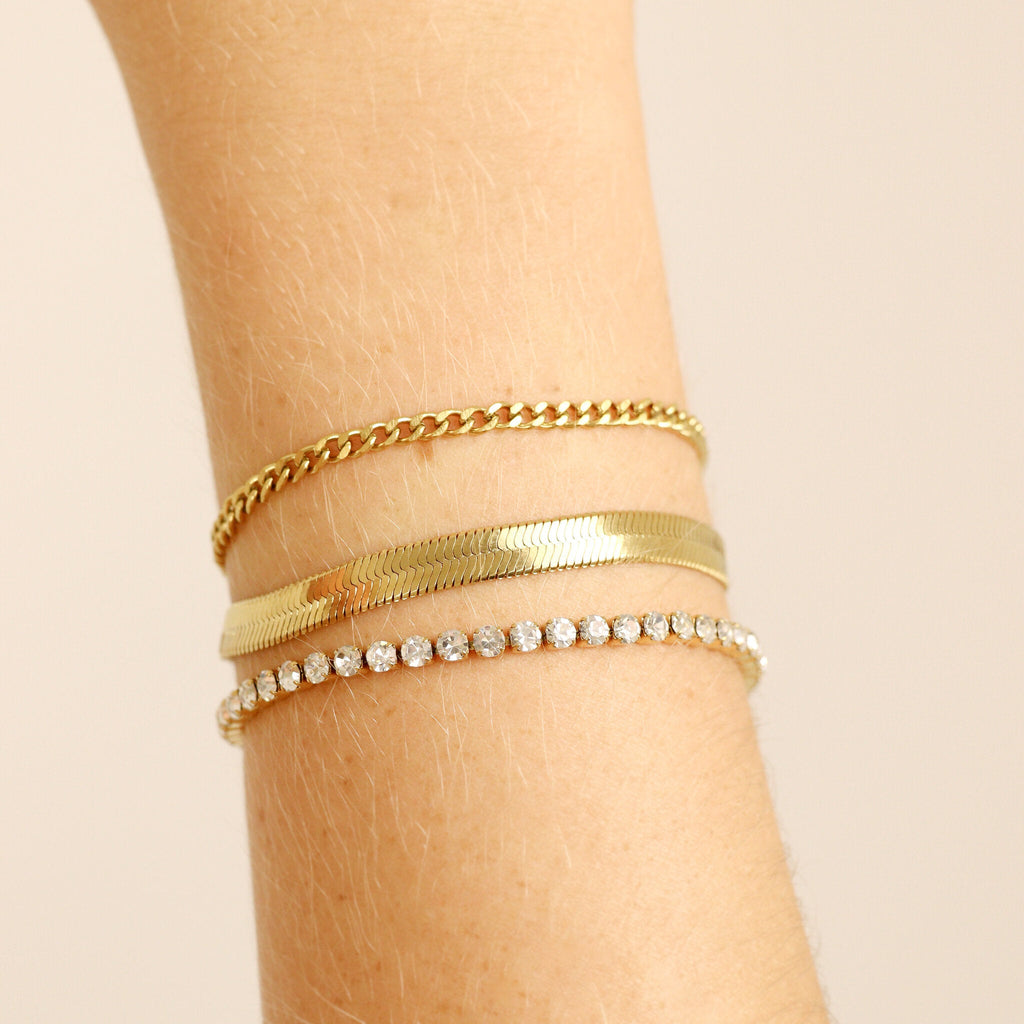 Gold Herringbone Chain Bracelet