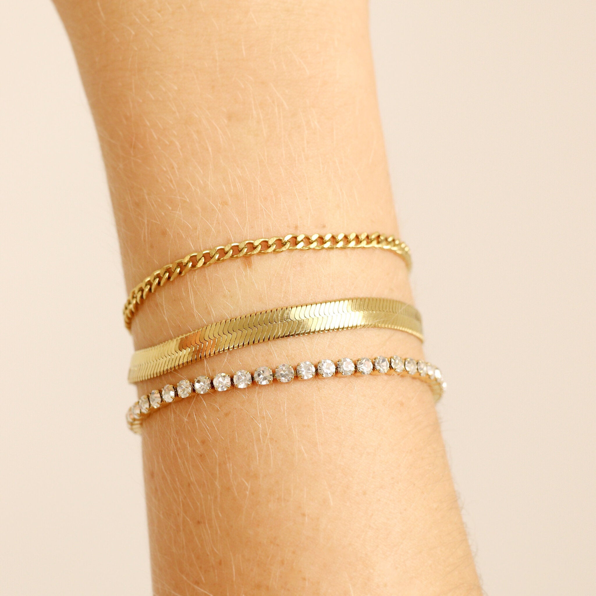 Gold Herringbone Chain Bracelet