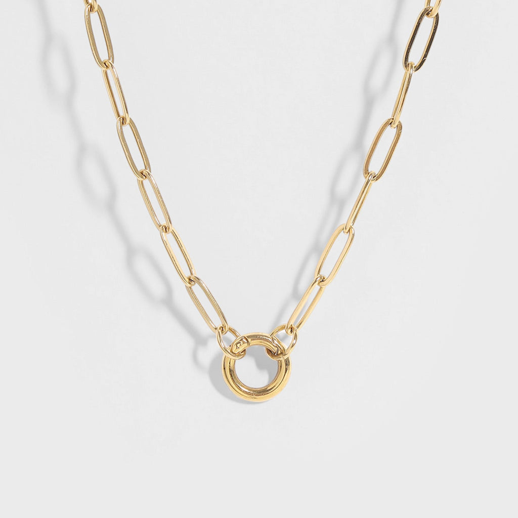 Gold charm holder necklace