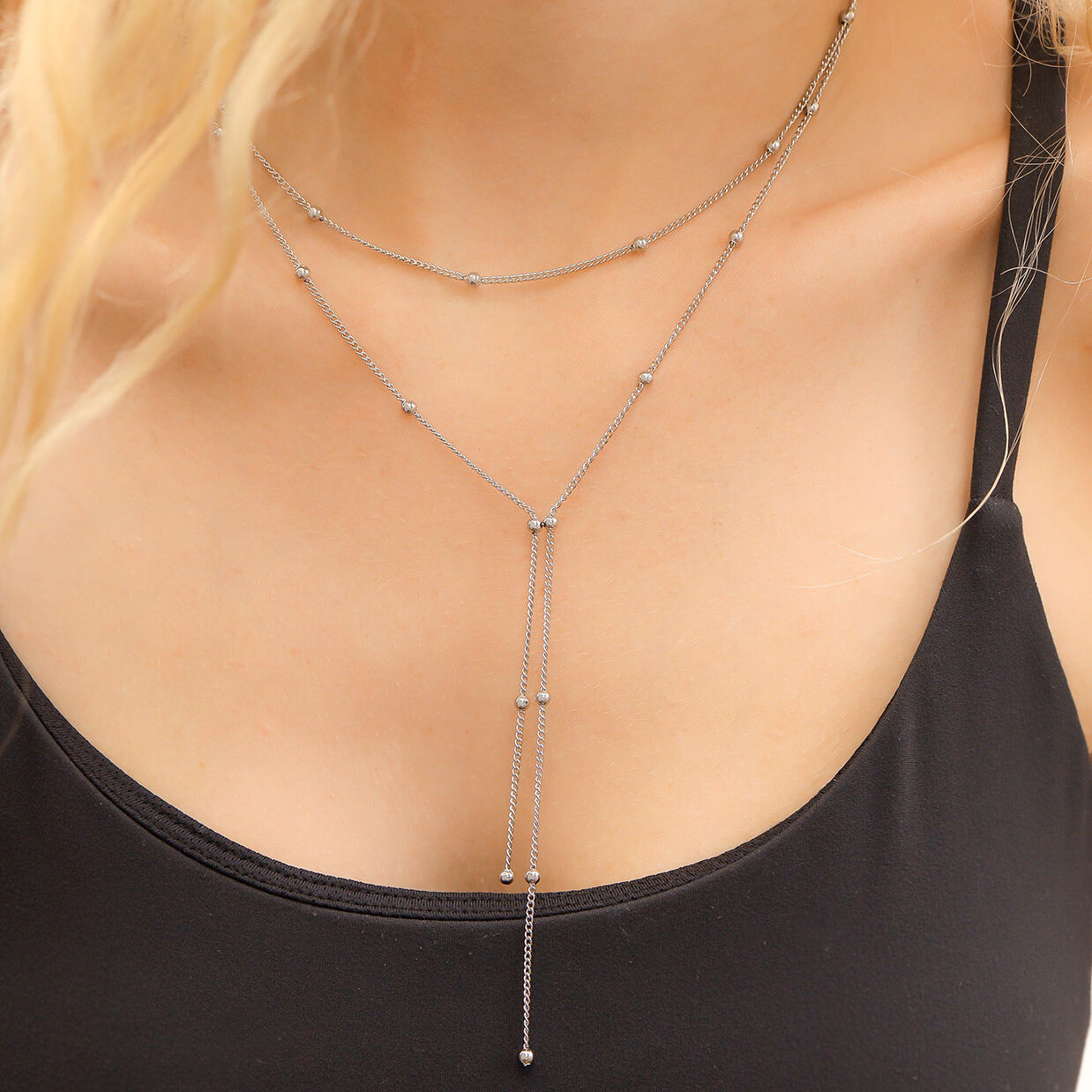Satellite Chain Lariat Necklace