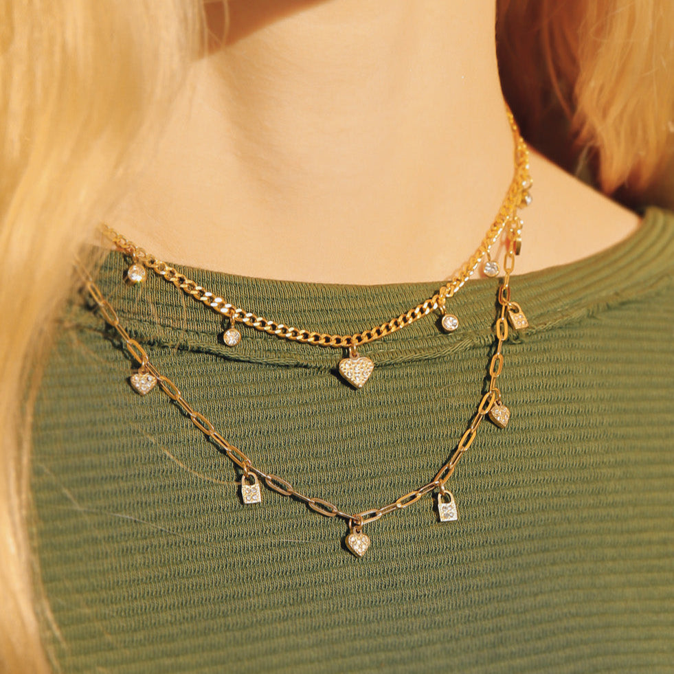 Heart & Lock Charm Necklace