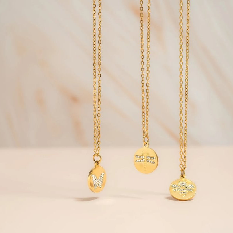 CZ Stone Butterfly Charm Necklace