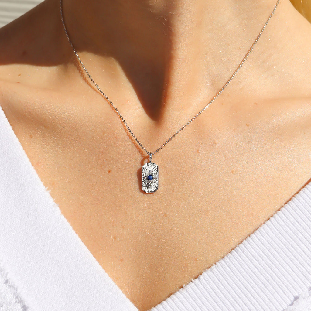 14K Gold Plated Stone Compass Star Necklace