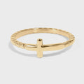 18K Gold dainty cross ring for stacking