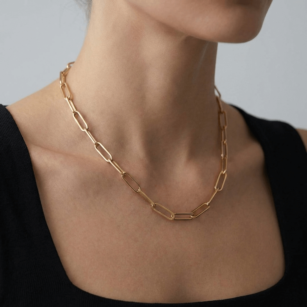 Gold Paperclip Chain Necklace