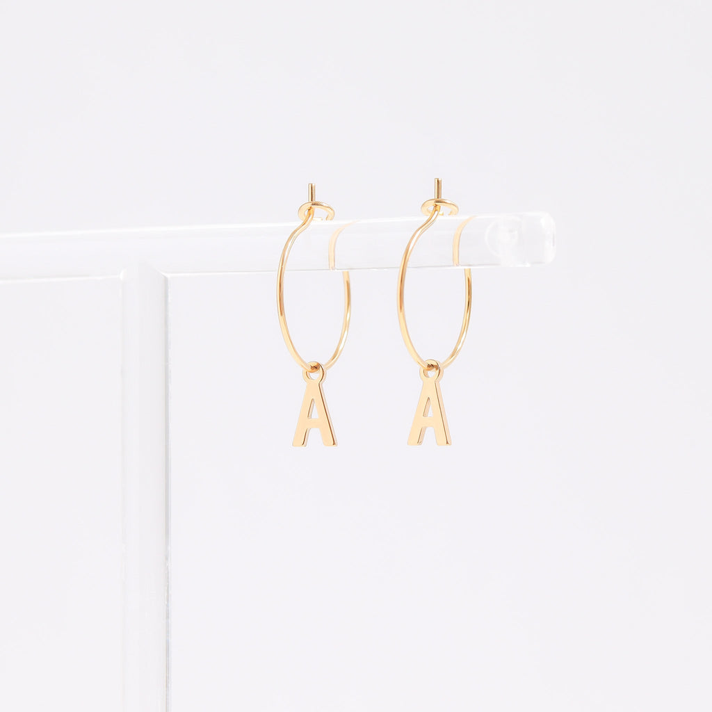 Mini Hoop Initial Earrings